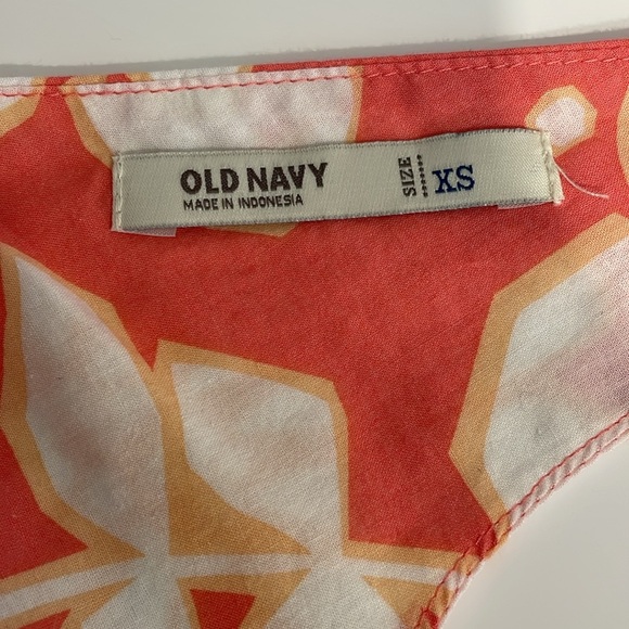 Old Navy Floral Sleeveless Dress V-Neck Front Coral and White XS Lined - Picture 4 of 5